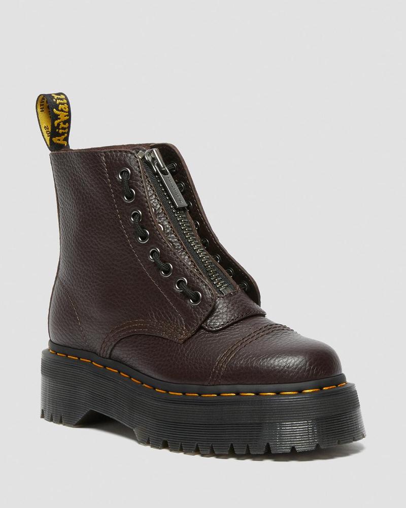 Dr Martens Sinclair Milled Nappa Læder Platform Støvler Dame Bordeaux | DK 257HAP